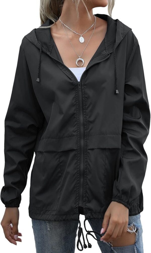 Women's Raincoats Lightweight Waterproof Windproof Adjustable Windbreaker Rain Jackets Hooded with Pockets S-XXL - Image 3