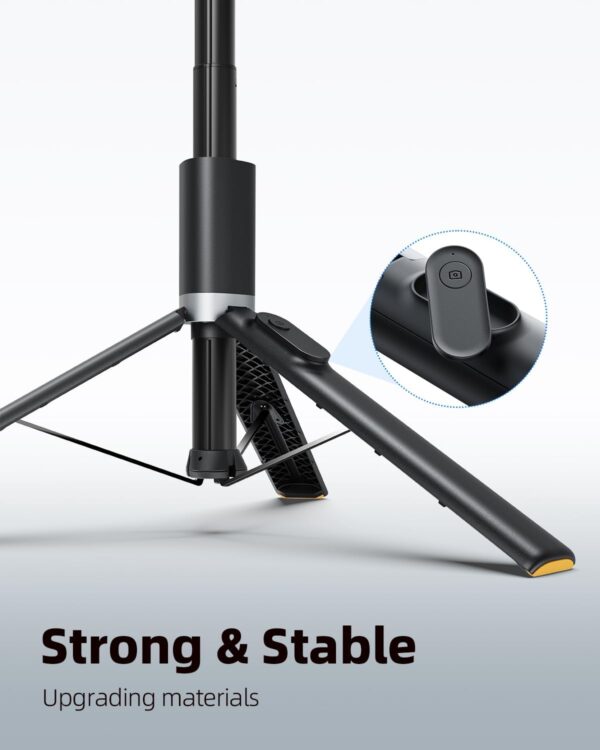 TODI 63" Cell Phone Selfie Stick Tripod, Portable Tripod for iPhone with Wireless Remote, Extendable Smartphone Stand, All-in-1, Compatible with iPhone/Android - Image 3