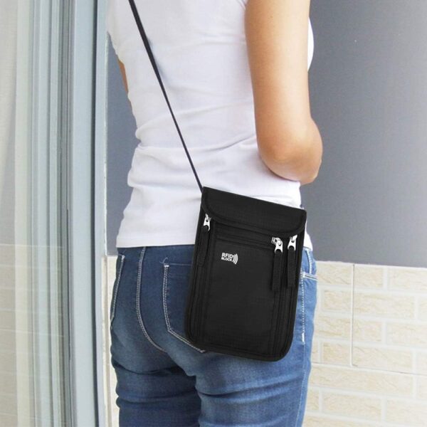 Travel Pouch Neck Wallet Family Passport Holder Organizer Case with RFID Blocking - Image 9