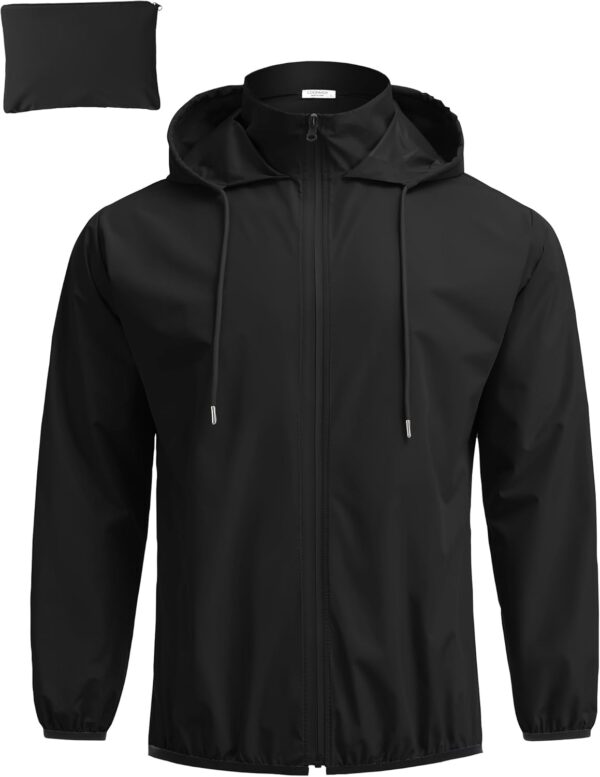 COOFANDY Men's Packable Rain Jacket Lightweight Waterproof Raincoat with Hood Travel Hiking Golf Windbreaker - Image 2