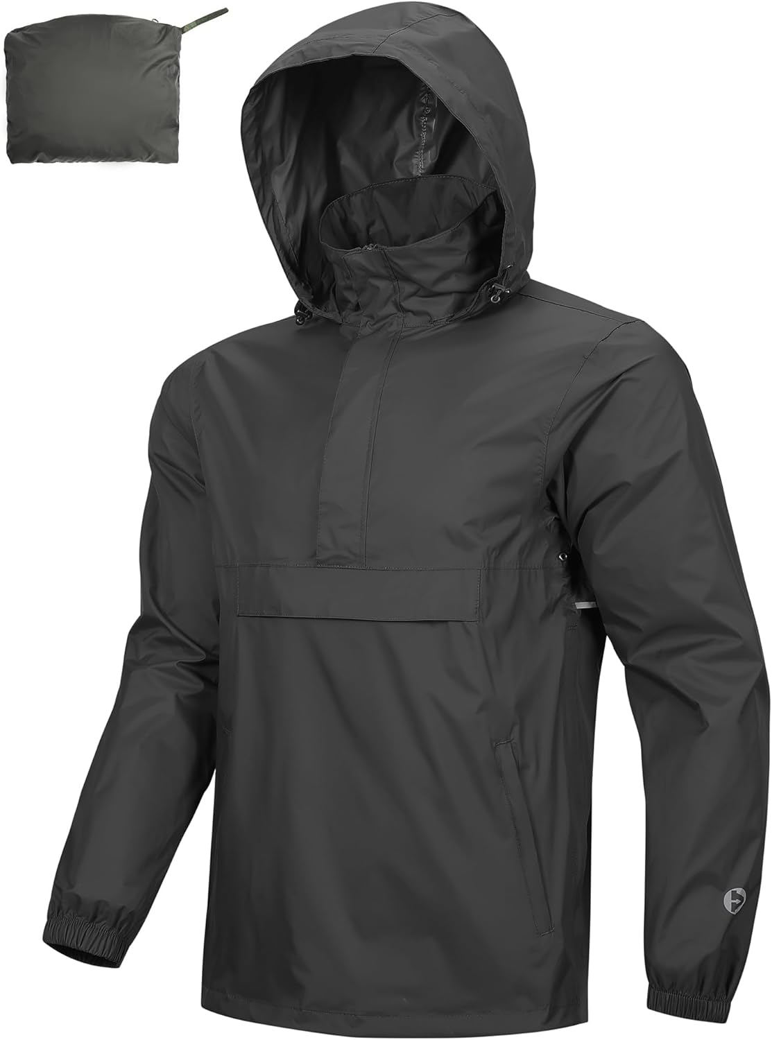 Outdoor Ventures Men's Rain Jacket Waterproof Lightweight Packable Rain Pullover for Hiking Golf Running - Image 2