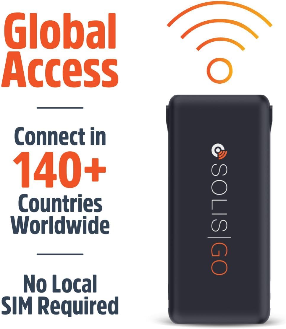 SIMO Solis Go 4G Mobile Hotspot WiFi Power Bank with Built-in Cables for Travel in 140+ Countries, No SIM Card or Contract, Multi-Carrier Network, 20 Devices, 1GB/Month Lifetime + 10GB Global Data - Image 7