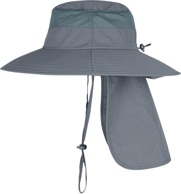 Sun Hats for Men Women Fishing Hat UPF 50+ Breathable Wide Brim Bucket Hats Summer UV Protection Safari Hat with Neck Flap - Image 3