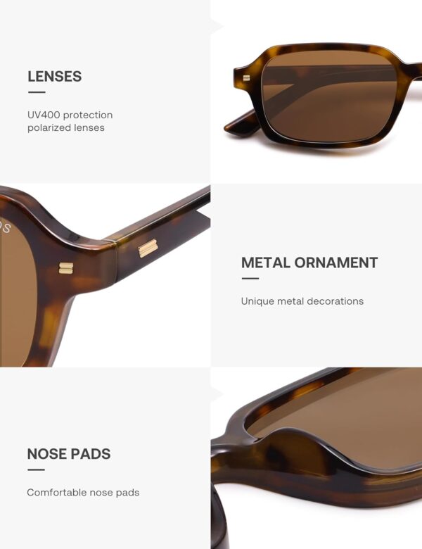 SOJOS Trendy Rectangle Polarized Sunglasses for Women Men, Retro Small Thin Slim Narrow Square Sunnies SJ2610 - Image 5