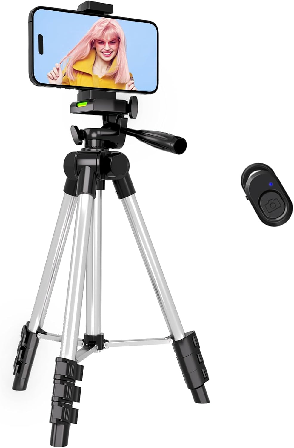Phone Tripod, Lusweimi 44-inch iPhone Tripod with Phone Holder Mount/Wireless Remote for Ringlight/Camera/Webcam/GoPro, Tabletop Lightweight Stand for iOS/Android/Smartphone - Image 2