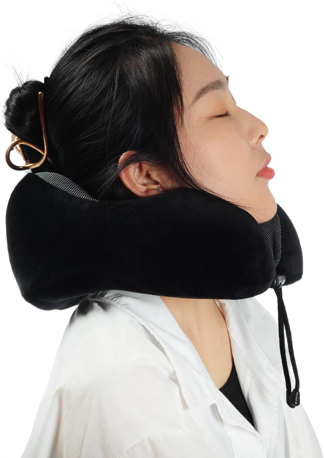 Memory Foam Travel Pillow, Neck Pillow with 360-Degree Head Support, Comfortable and Lightweight, Ideal for Sleeping on Airplane, Car, Train, Bus and Home Use, Comes with Storage Bag (Black) - Image 8