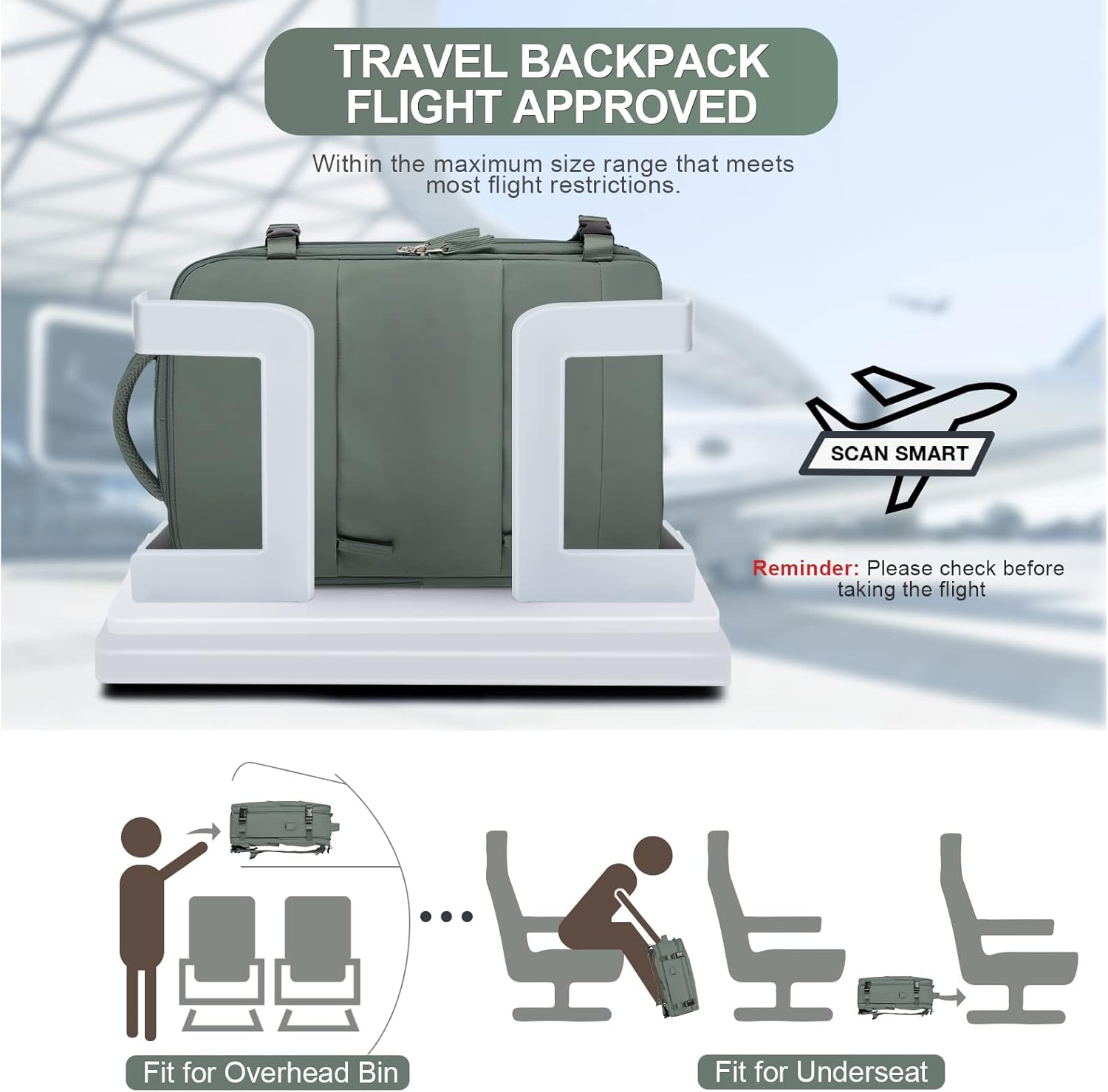 Travel Backpack For Women Men Airline Approved Carry On Backpack Flight Approved Waterproof Sports Luggage Backpack Casual Daypack Small Hiking Backpacks - Image 11