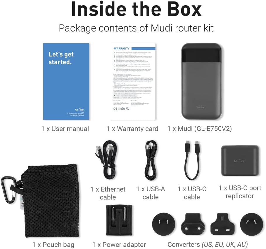 GL.iNet GL-E750V2 (MUDI) 4G LTE Portable Wi-Fi Hotspot for Travel | Mobile Hotspot Device, OpenWrt, OpenVPN, WireGuard, 7000mAh, Global Version - Image 8