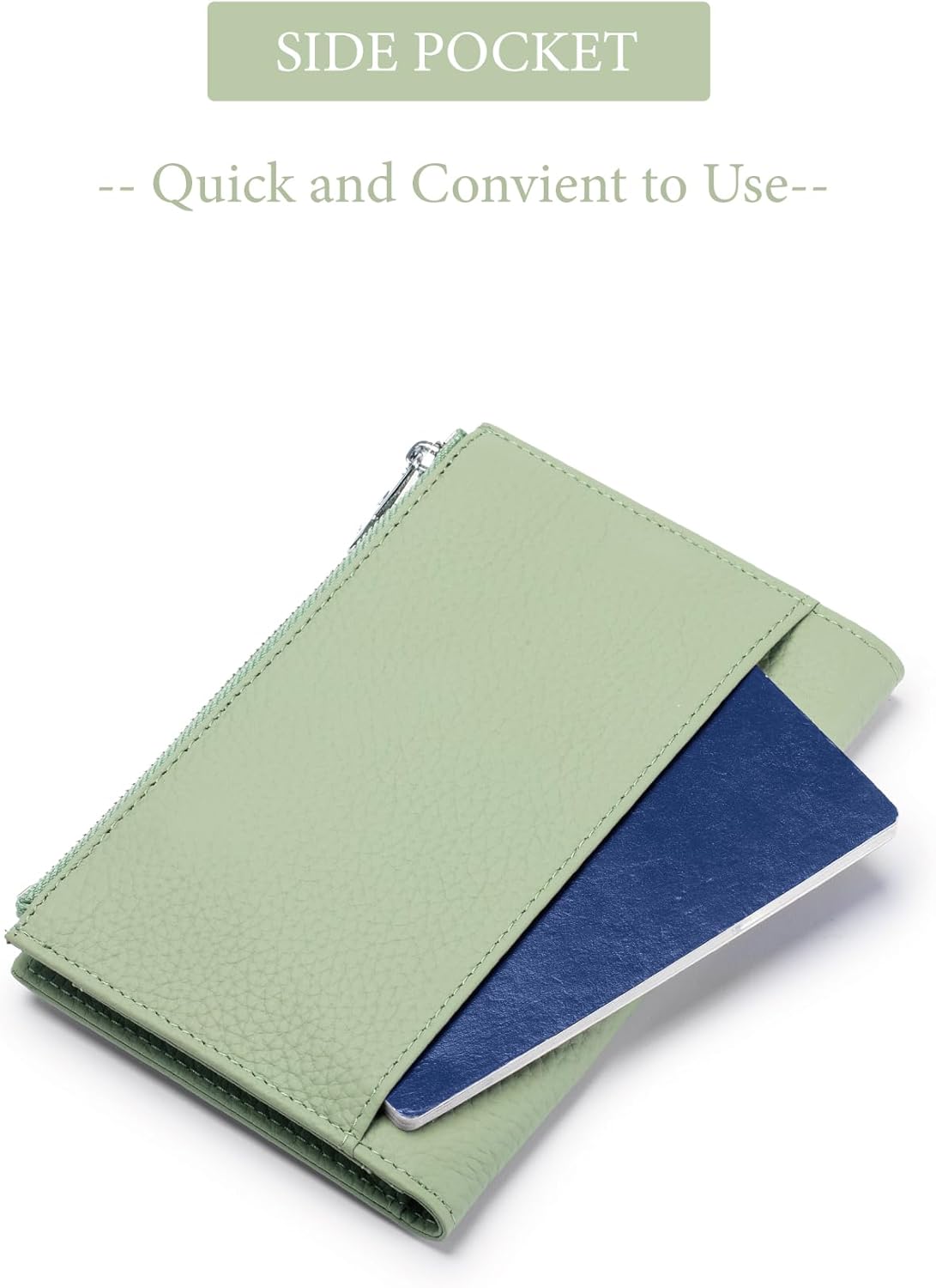 RFID Blocking Passport Wallet for Women, Slim Leather Passport Holder, Compact Travel Wallet with Zippered Coins Pocket and SIM Slots, Ladies Passport Cover - Image 6