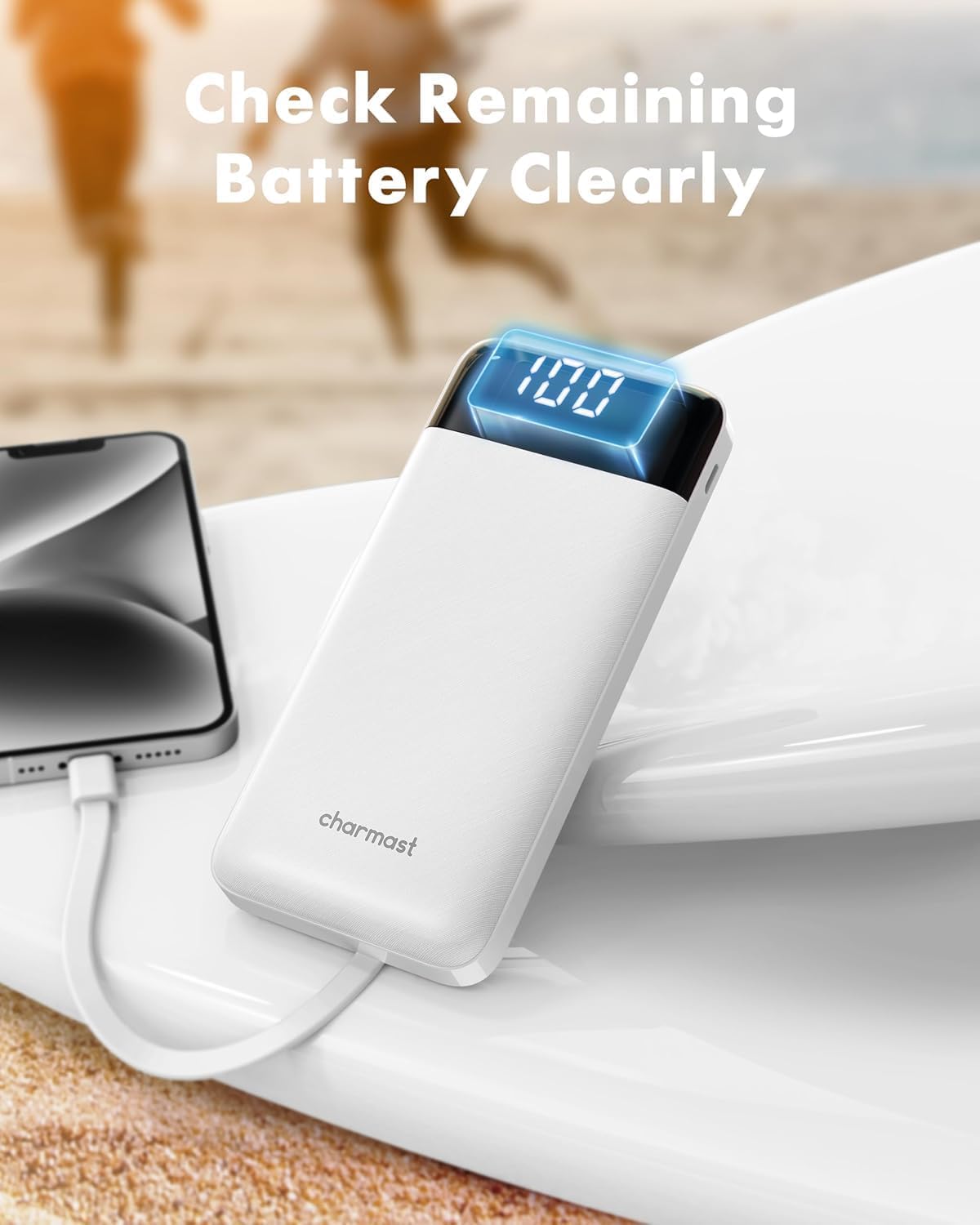 Charmast Portable Charger with Built in Cables, Power Bank with Cords Wires, Slim 10000mAh Travel Battery Pack 6 Outputs 3 Inputs 3A Fast Charging for Samsung Google Pixel LG Moto iPhone iPad - Image 8