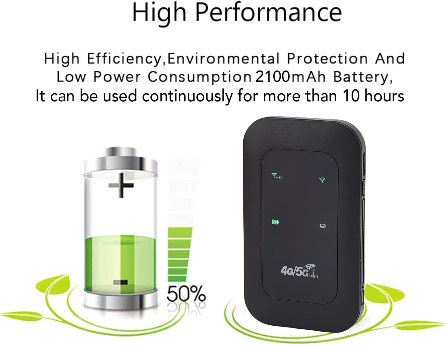 4G 5G Portable WiFi Hotspot Mobile Router with 3200mAh Battery & SIM Card Slot for Travel Home 300Mbps High Speed Supports 10 Devices - Image 5