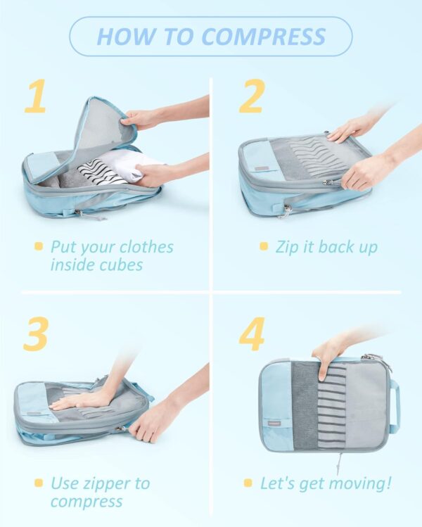 BAGSMART 6 Set /4 Set/2 Set Compression Packing Cubes for Travel, Lightweight Luggage Organizer Bags, Durable Space Saver Bags Travel Essentials - Image 6