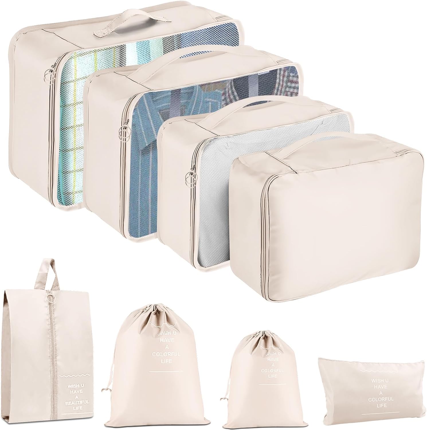 Packing Cubes for Travel - 8 Set Luggage Organizer Bags for Family, Mesh Breathable Travel Packing Cubes for Suitcases Durable Travel Essentials Bags Set - Image 2
