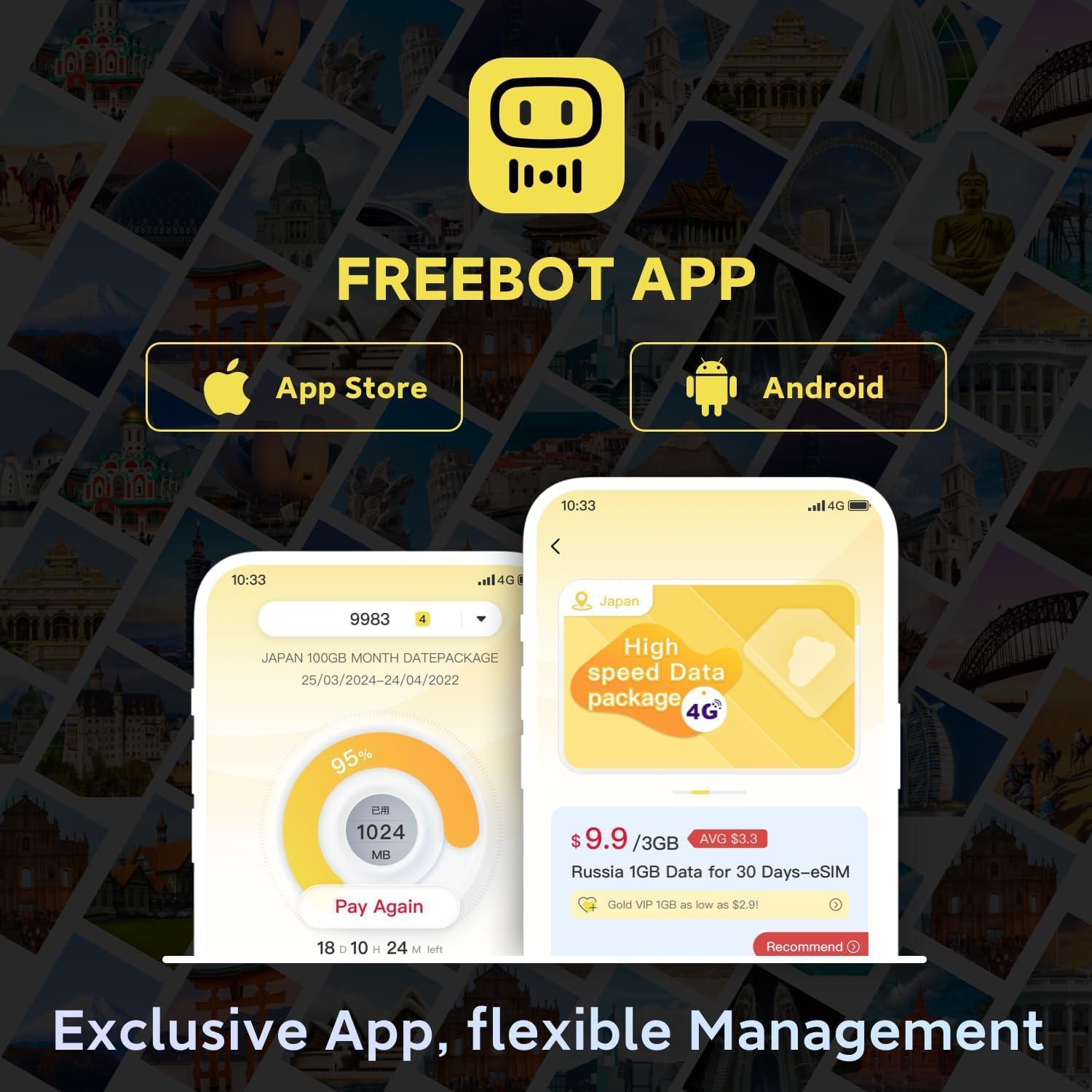 FREEBOT Mobile Hotspot Portable WiFi for Travel in 150+ Countries, No SIM Card, No Contract Required, High Speed, 10 Connected Devices, Multiple Networks (5GB Global & 10GB US Data, for 90 Days) - Image 3