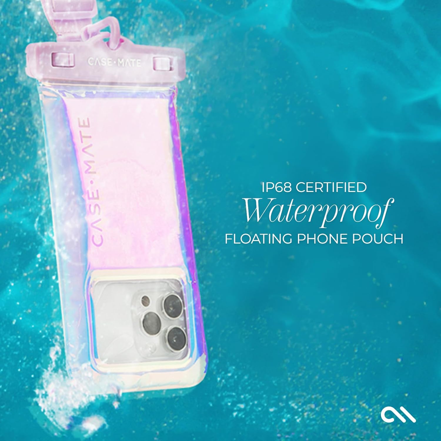 Case-Mate 2 Pack Soap Bubble IP68 Waterproof Phone Pouch - Floating Waterproof Phone Case w/Crossbody Lanyard - Compatible w/All Devices, Touchscreen Friendly - Iridescent - Image 6