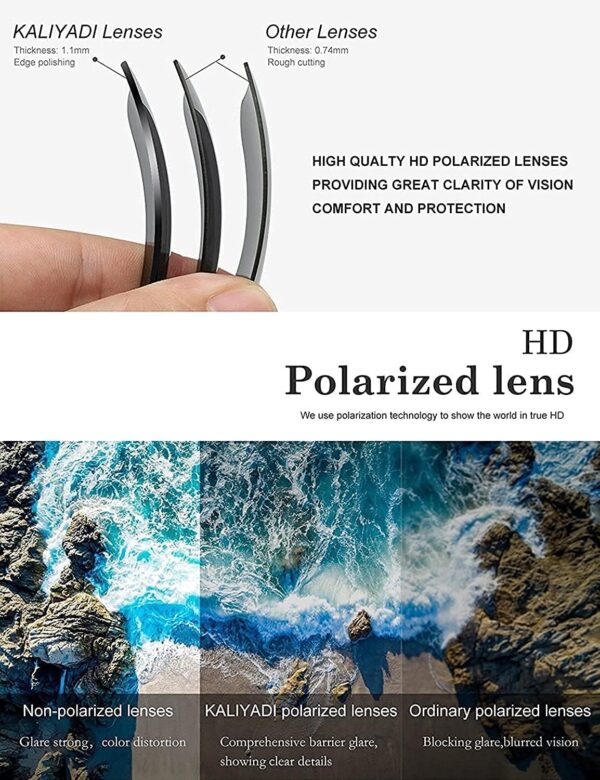 KALIYADI Sunglasses Men Polarized Sunglasses for Men Women Unisex Semi-Rimless Frame Retro Driving Sun Glasses UV Blocking - Image 8