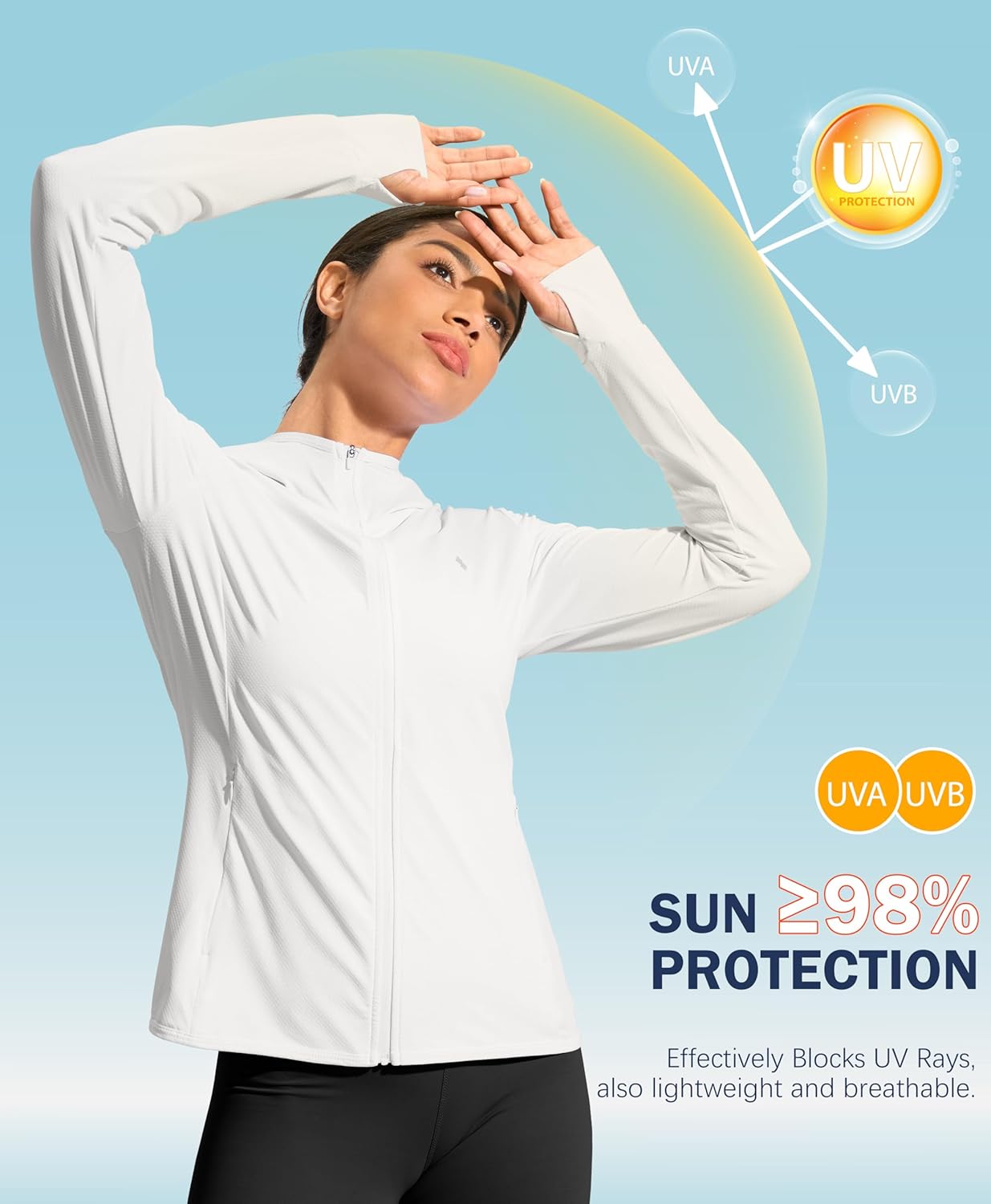 Soothfeel Women's UPF 50+ Sun Protection Hoodie Jacket Lightweight Long Sleeve Sun Shirt for Women with Pocket Hiking Outdoor - Image 7