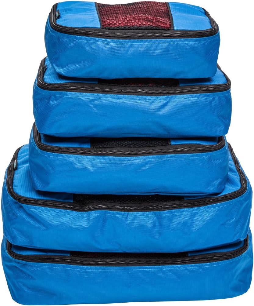 TravelWise Luggage Packing Organization Cubes 5 Pack, Blue, 2 Small, 2 Medium, 1 Large - Image 3