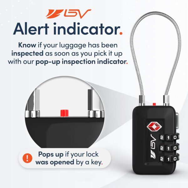 TSA Accepted Luggage Travel Lock, Set-Your-Own Combination Lock for School Gym Locker, Luggage Suitcase Baggage Locks, Filing Cabinets, Toolbox, Case (Black, 2 Pack) - Image 4
