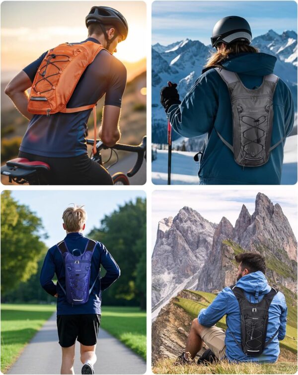 Blue Quartz Hydration Backpack with 2L Water Bladder, Hiking Water Backpack for Women Men, Lightweight Cycling Daypack with Phone Pocket & Helmet Net Bag, Hydration Pack for Biking, Running, Skiing - Image 8