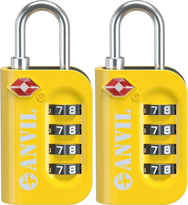 ANVIL TSA Approved Luggage Lock - 4 Digit Combination, 10,000 Combinations, Easy-Read Password Window, Travel Lock for Suitcases, Backpacks, Gym & Student Lockers, Baggage - Image 2
