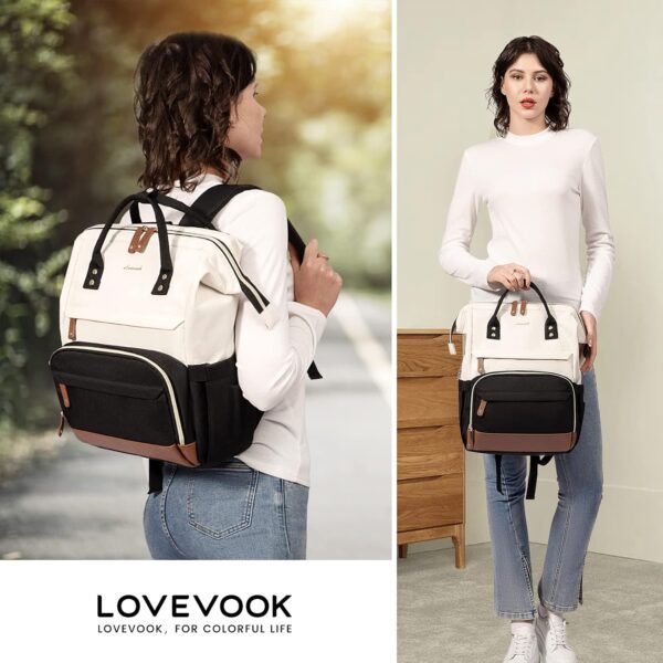LOVEVOOK Laptop Backpack for Women, 15.6 Inch Work Business Backpacks Purse With Large Capacity, Waterproof Nurse Bag College Bookbag for School, Waterproof Casual Daypack for Travel - Image 6