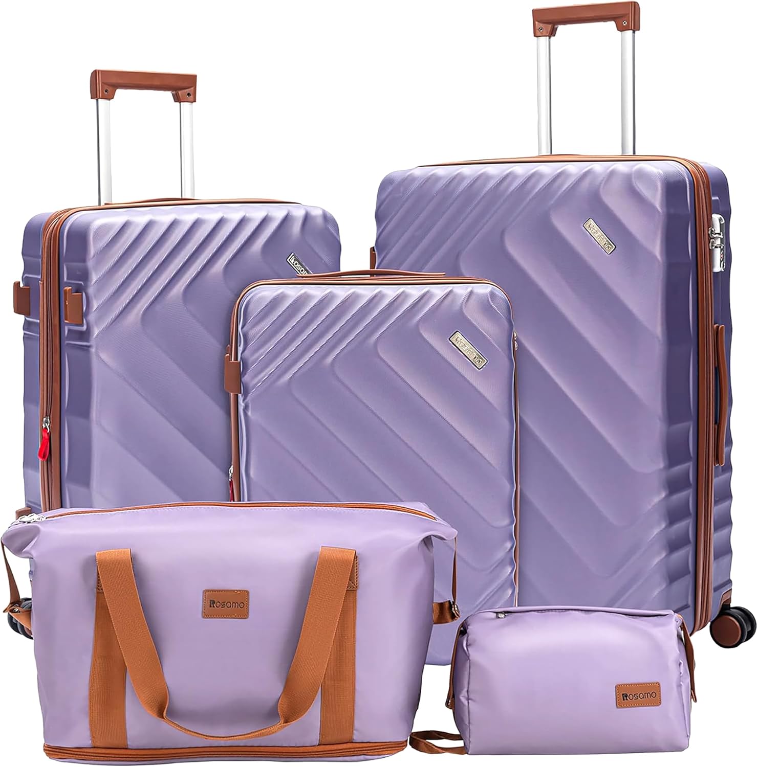 5 piece Luggage Set Expandable Suitcase 22x14x9 Airline Approved Carry on, ABS Hard Case Suitcases with Spinner Wheels, TSA Lock (Purple) - Image 2