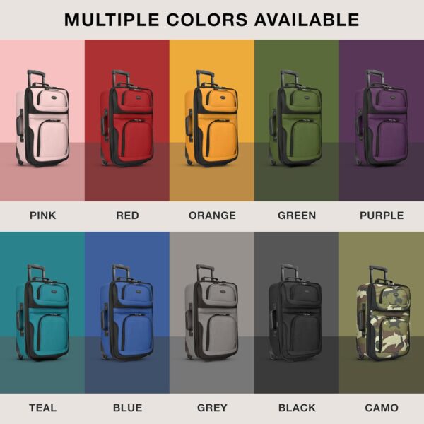 U.S. Traveler Rio Fabric Expandable Carry-on Luggage, Rolling Suitcase, Black, 2 Wheel Set - Image 9