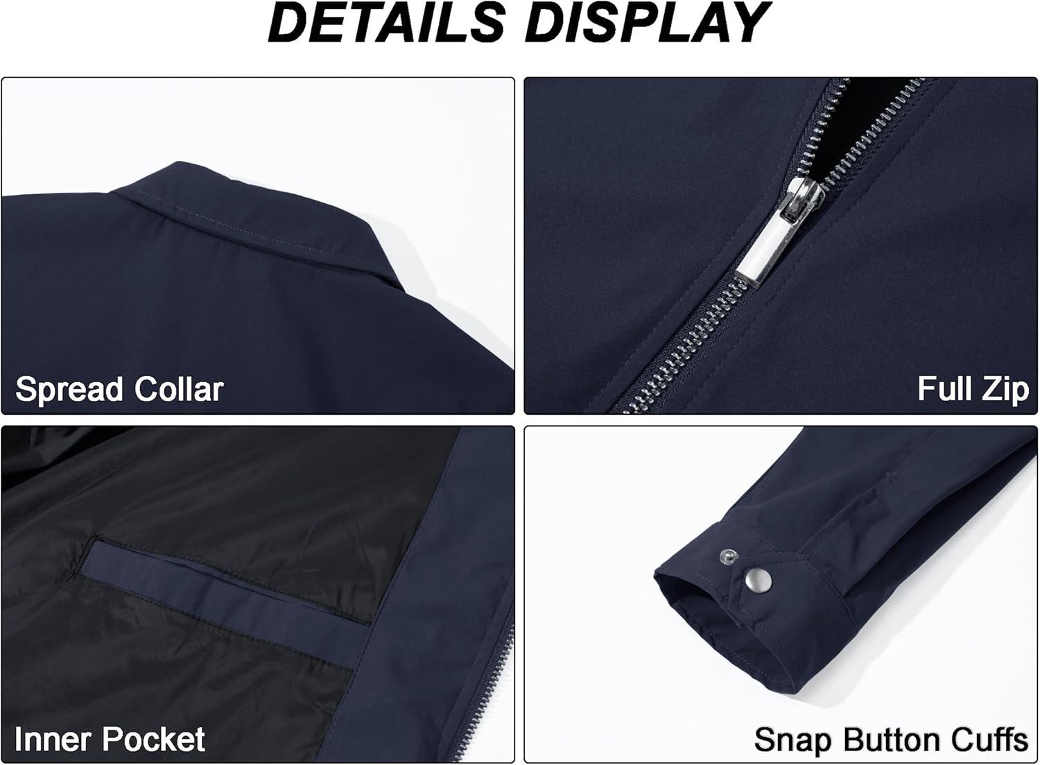 MAGCOMSEN Men's Lightweight Jackets Full Zip Up Light Coat Laydown Collar Jacket Casual Windbreaker Jacket with Zip Pockets - Image 8