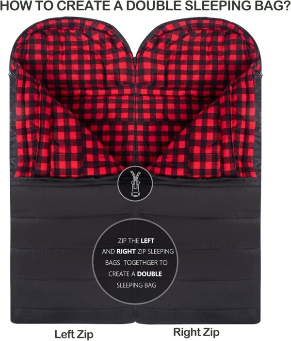 Cold Weather Sleeping Bag 100% Cotton Flannel XXL for Adults Big and Tall,Free Compression Sack - Image 6