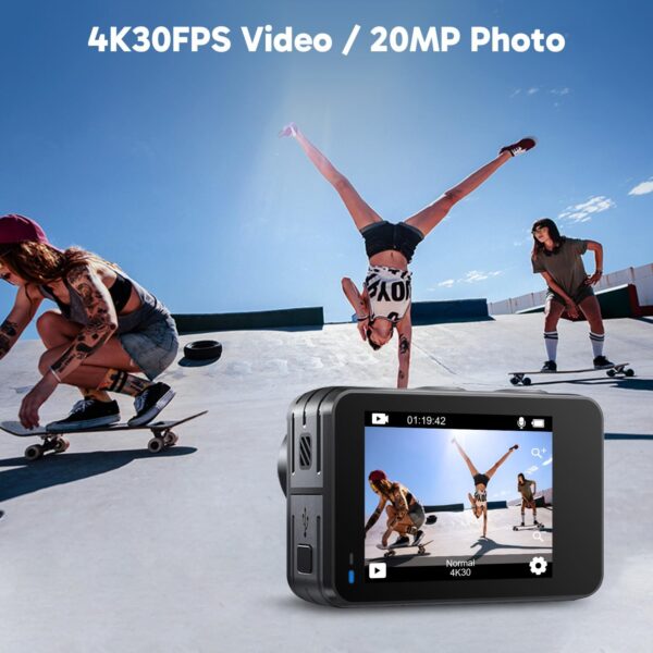 AKASO Brave 7 LE 4K30FPS 20MP WiFi Action Camera with Touch Screen EIS 2.0 Zoom Remote Control 131 Feet Underwater Camera with 2X 1350mAh Batteries Support External Microphone Vlog Camera - Image 5