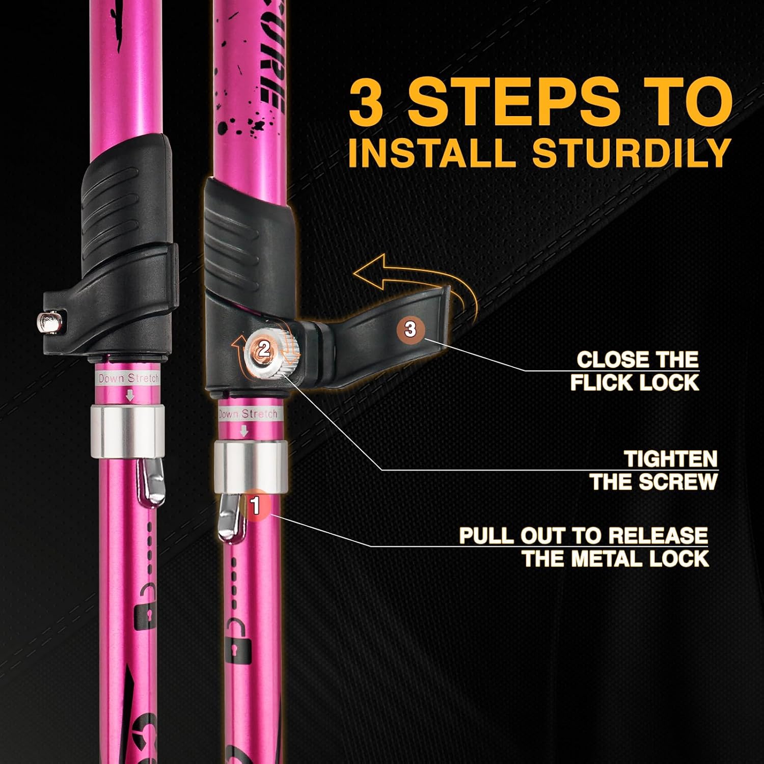 Covacure Hiking Poles Collapsible Trekking Poles - Aluminum Alloy 7075 Walking Sticks for Hiking with Telescopic & Foldable Tri-fold Design Hiking Gear for Women Men, Hiking, Camping, Climbing - Image 6