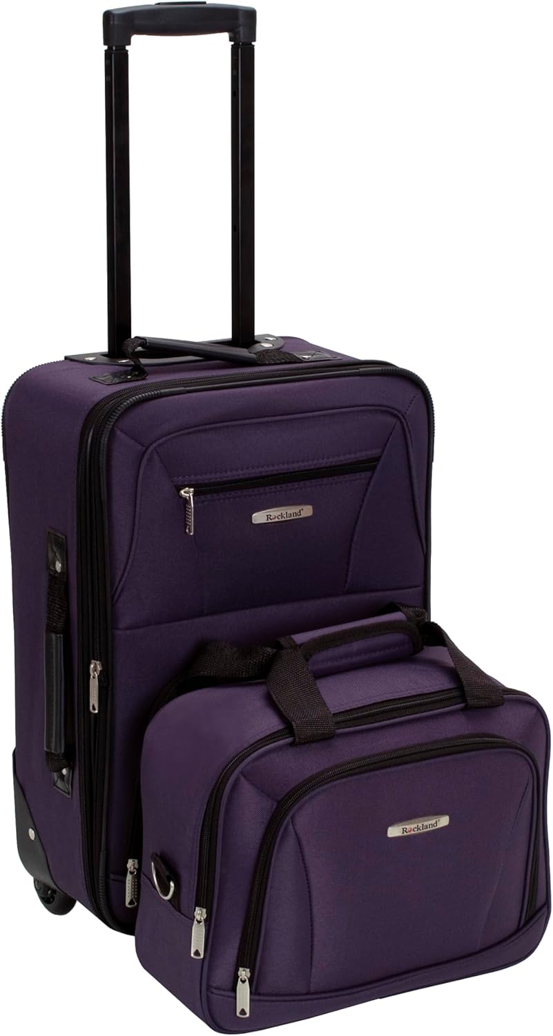 Rockland Fashion Expandable Softside Upright Luggage Set, Purple, 2-Piece (14/19) - Image 2
