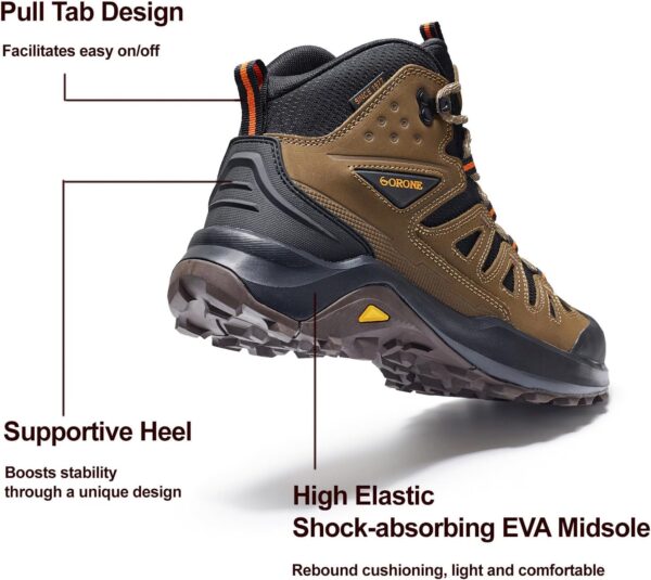 Men's Waterproof Hiking Boots Outdoor Lightweight Breathable Leather Trekking Camping Mountaineering Shoes - Image 4