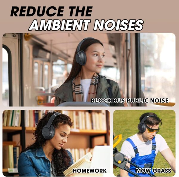 BERIBES Upgraded Hybrid Active Noise Cancelling Headphones with Transparent Modes,70H Playtime Bluetooth Headphones Wireless Bluetooth with Mic, Deep Bass,3.5MM Cable,Soft-Earpads,Fast Charging-Black - Image 8