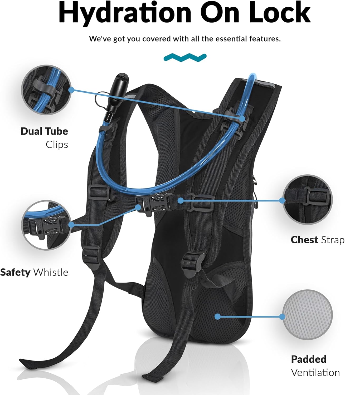 Water Buffalo Hydration Backpack - Lightweight Hydration Pack with 2L Water Bladder - Water Backpack for Hiking, Running, Biking, and Raves - Road Runner 12L Hydropack Backpack - Image 4