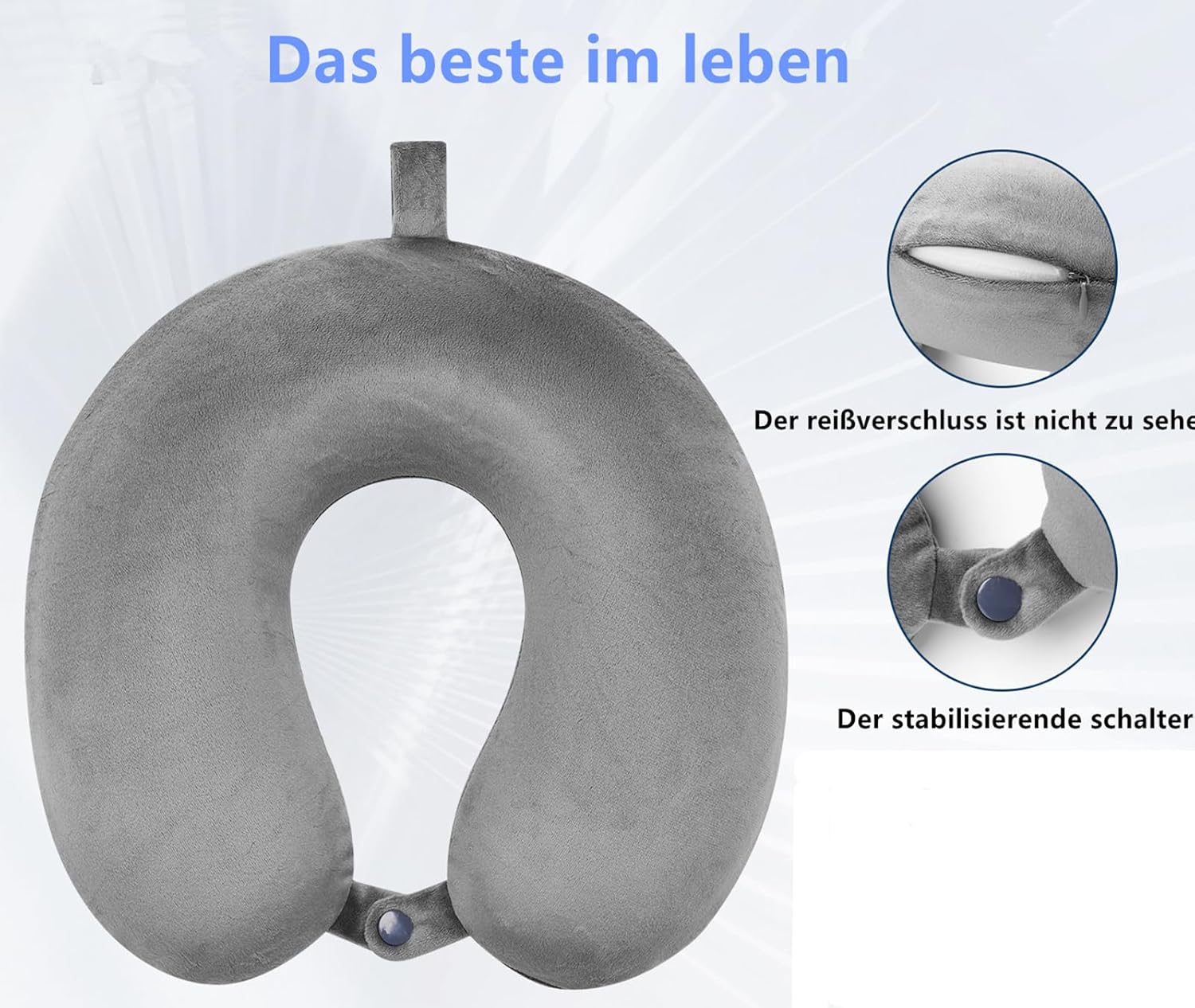 Travel Pillow 100% Pure Memory Foam Neck Pillow Airplane for Traveling,Car, Train,Napping,Traveling,Washable Cover (Grey) - Image 6
