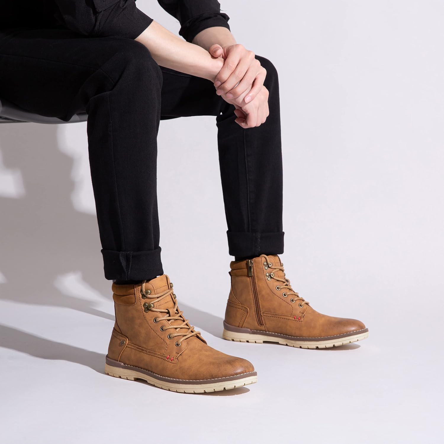 Vostey Men's Chukka Boots Motorcycle Casual Hiking Boot for Men - Image 7