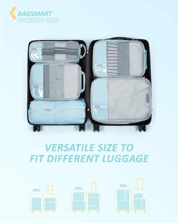 BAGSMART 6 Set /4 Set/2 Set Compression Packing Cubes for Travel, Lightweight Luggage Organizer Bags, Durable Space Saver Bags Travel Essentials - Image 4