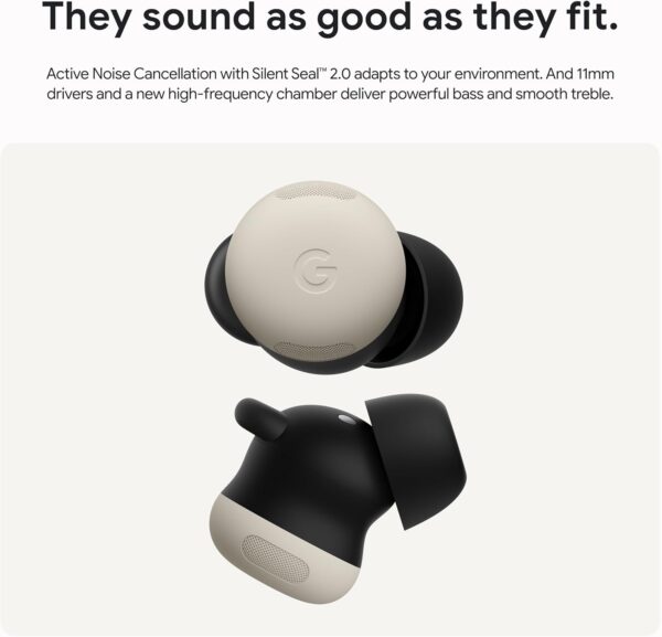 Google Pixel Buds Pro 2 - Wireless Earbuds with Active Noise Cancellation – Bluetooth Headphones - Porcelain - Image 4
