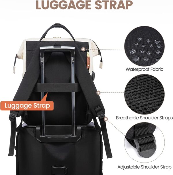 LOVEVOOK Laptop Backpack for Women, 15.6 Inch Work Business Backpacks Purse With Large Capacity, Waterproof Nurse Bag College Bookbag for School, Waterproof Casual Daypack for Travel - Image 5