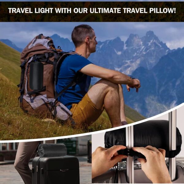 Vekkia Travel Pillow, Memory Foam Pillow Compressible Camping Pillow with Washable Cover,Ergonomic Supportive Pillow for Sleeping Ideal for Adults Kids Travel, Hiking, Airplane and Car-S - Image 7