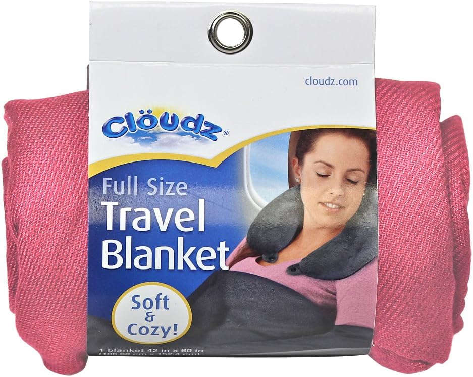 Cloudz Cozy Compact Airplane Travel Blanket for Your Flight, Car, Camping, Home or Comforting Warmth Anywhere! - Light Pink - Image 2