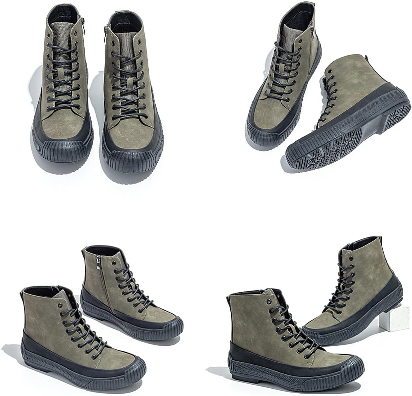 Men's Outdoor Hiking Boots Waterproof High Top Anti Slip Casual Work Boots with Rubber Sole for Trekking, Walking, Travel, Fall Winter - Image 9