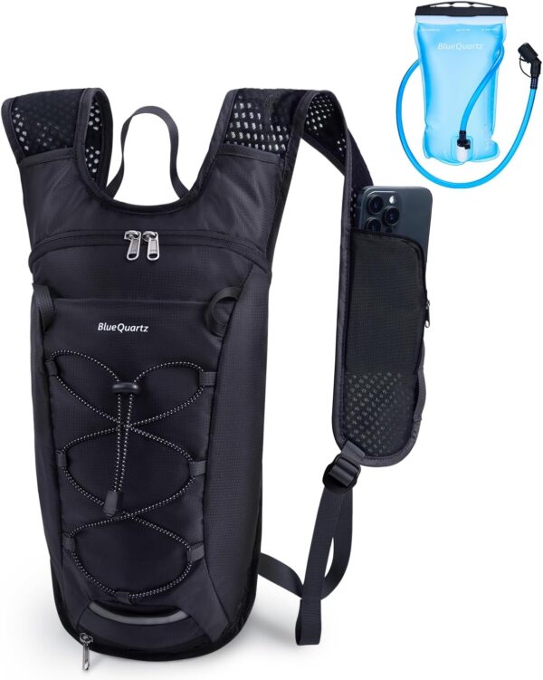 Blue Quartz Hydration Backpack with 2L Water Bladder, Hiking Water Backpack for Women Men, Lightweight Cycling Daypack with Phone Pocket & Helmet Net Bag, Hydration Pack for Biking, Running, Skiing - Image 2
