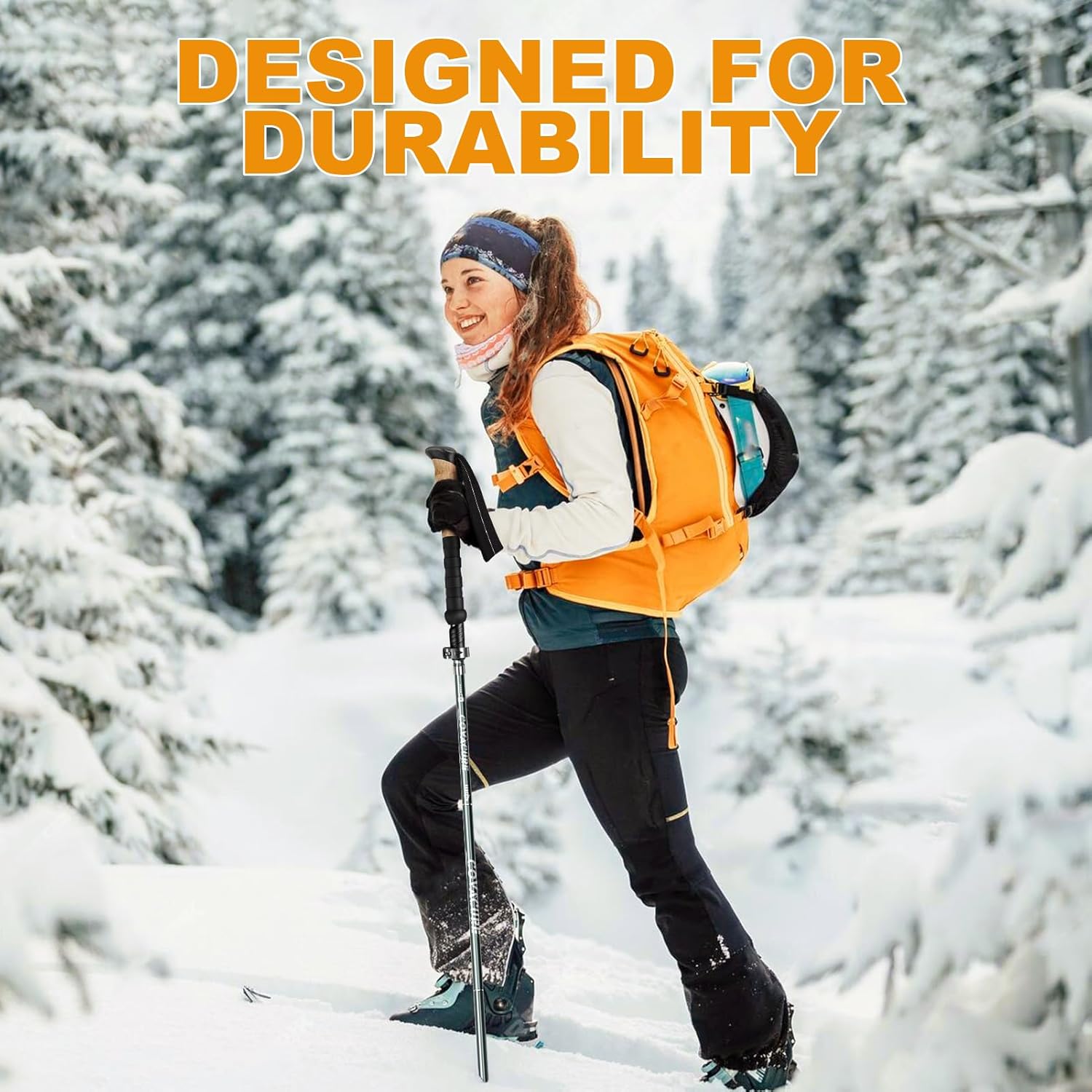 COVACURE Trekking Poles - Collapsible Hiking Sticks with Anti-Shock Tips, Lightweight & Foldable Walking Sticks for Snow Trails & Mountain Climbs, Durable Trekking Gear for Men and Women - Image 8