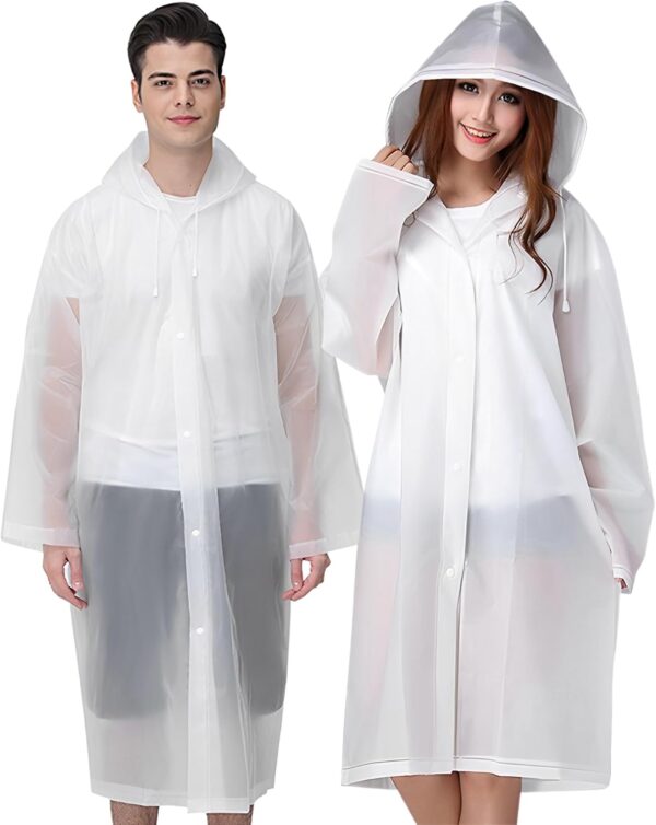 Cosowe Rain Ponchos for Adults Reusable, 2 Pcs Raincoats Emergency for Women Men with Hood and Drawstring - Image 2