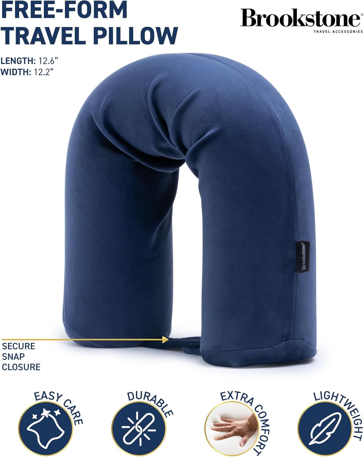 Brookstone Free Form Travel Pillow - Lightweight Flexible Memory Foam Travel Neck Pillow for Sleeping, Car, Airplane & Travel Support, Blue - Image 3