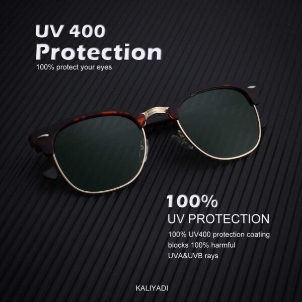 KALIYADI Sunglasses Men Polarized Sunglasses for Men Women Unisex Semi-Rimless Frame Retro Driving Sun Glasses UV Blocking - Image 4