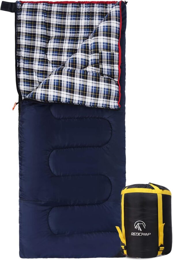 REDCAMP Cotton Flannel Sleeping Bag for Camping Backpacking, Adults Cold Weather Envelope Sleeping Bags with 2/3/4/6lbs Filling - Image 2